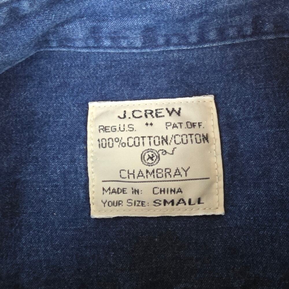 J.Crew Chambray Button Down Shirt Men's Small Blue Cotton Long Sleeve Casual - Picture 2 of 10